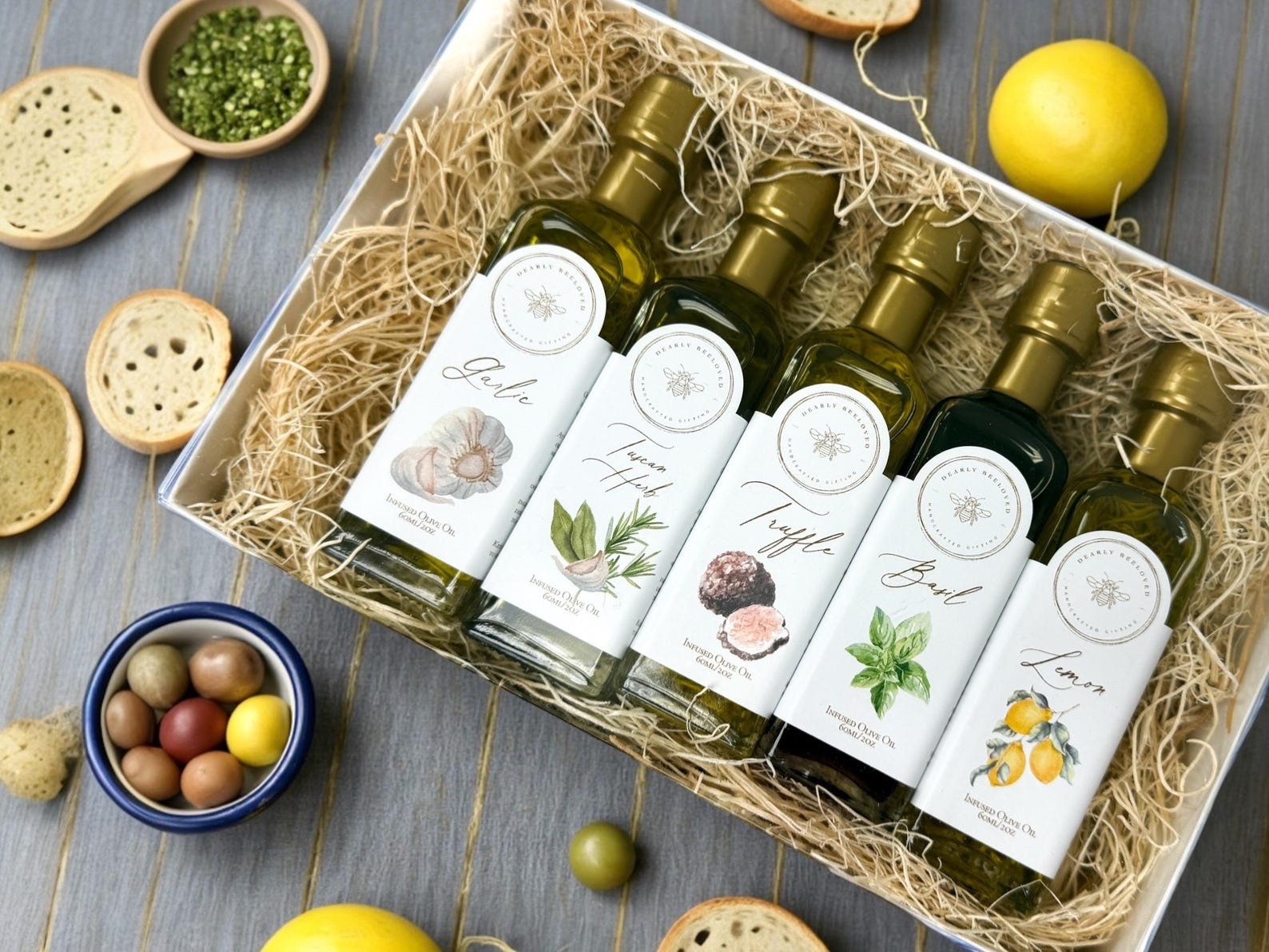 Paquete de muestreador de aceite de oliva gourmet juego de degustación infundido idea de regalo premium