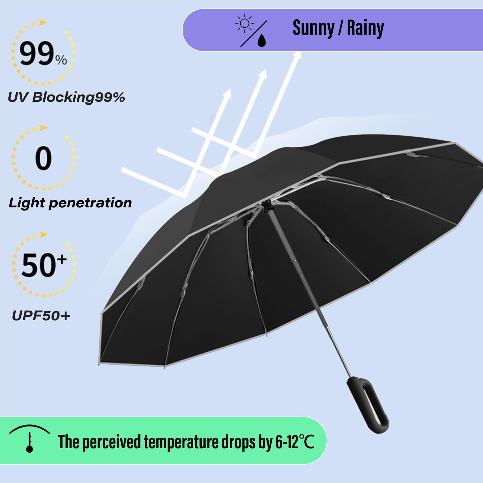Ring Buckle Fully Automatic Umbrella, Reflective … - image 4