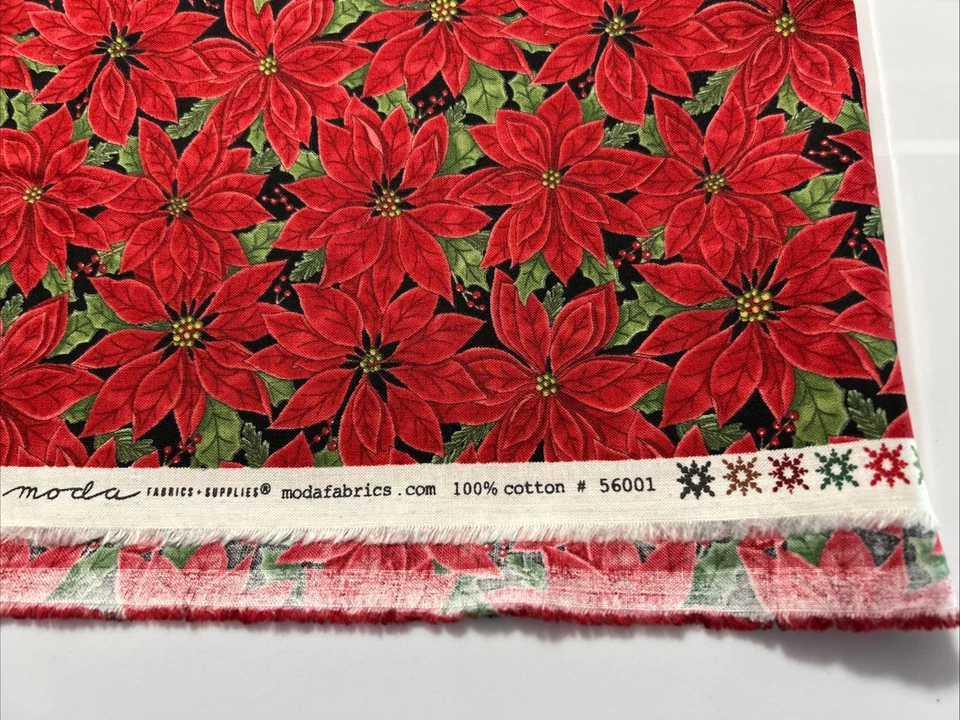 "Home Sweet Holidays" by Deb Strain 2  yards X 44” Moda 100% cotton Poinsettias - Image 3 of 4