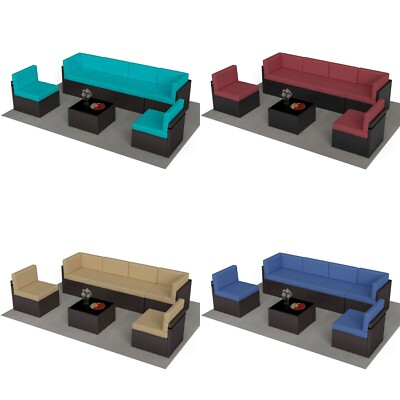 #ad 7PC Outdoor Patio Furniture Sofa Set Sectional Couch PE Wicker Rattan Cushioned $349.99