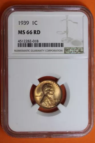 1939 Red NGC MS66RD Lincoln Wheat Cent 1c #B37950