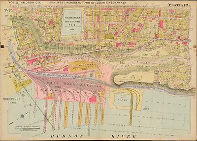 1909 WEST HOBOKEN WEEHAWKEN HUDSON COUNTY NEW JERSEY COPY PLAT ATLAS MAP UNION