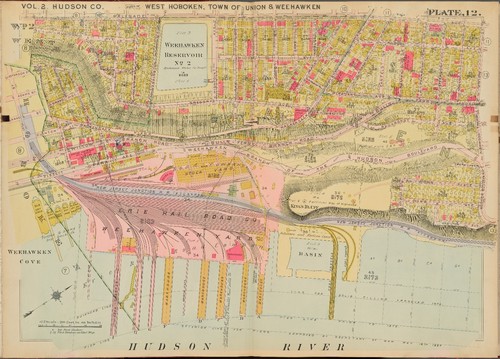 1909 WEST HOBOKEN, UNION, WEEHAWKEN HUDSON COUNTY NEW JERSEY COPY PLAT ATLAS MAP - Picture 1 of 3