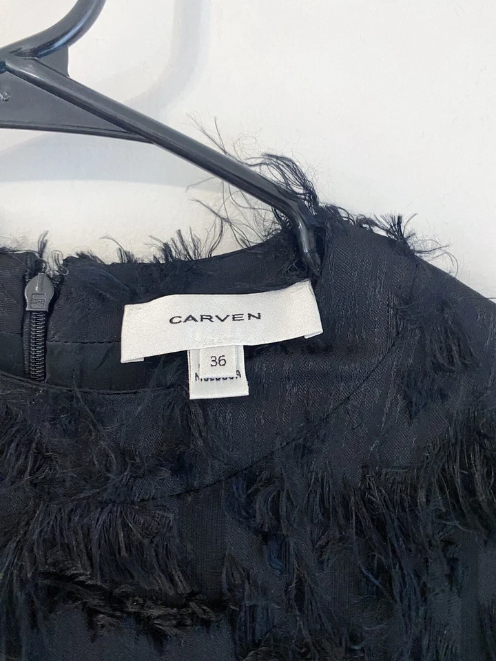 Mini Vestido Talla 36 Negro Manga Corta Forrado Pluma Talla 36 Usado Una Vez Foto 4 de 4