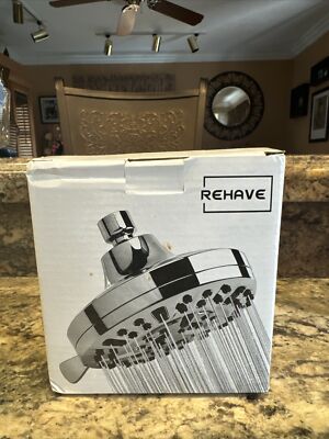 Shower Head, REHAVE Rainfall ShowerHead, 5.1 Inches High-Pressure with Silver 