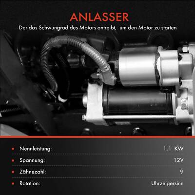 Anlasser 12V 0,8 KW Für SMART Fortwo, Cabrio, Roadster – Kompatibel Mit 450er Und 452er Modellen