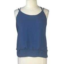 Shinestar Sleeveless Blouse Shirt Womens Blue Large Strappy Cami New