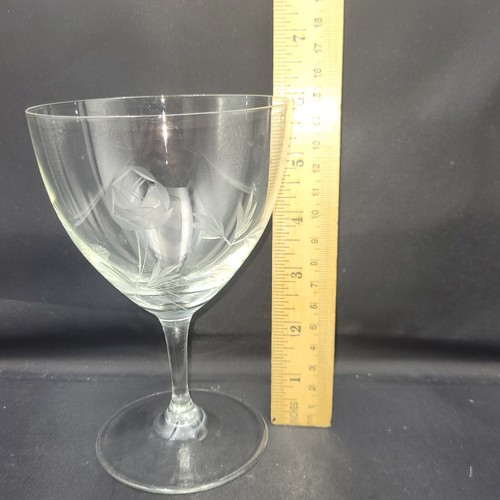Calice grande ciotola vetro trasparente inciso acqua vino vintage - Foto 2 di 5