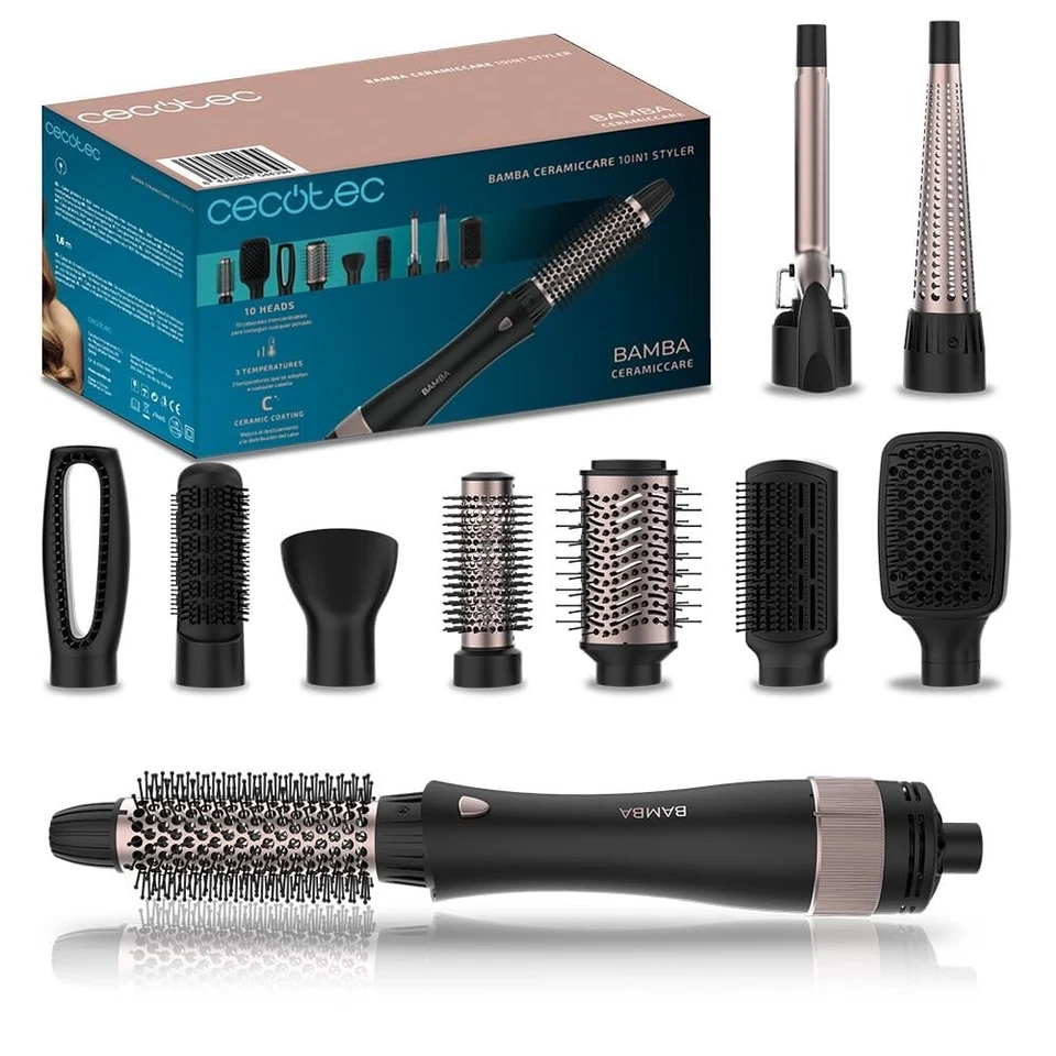 Cecotec 10-in-1-Luftbürste Bamba Bürste CeramicCare 10-in-1-Styler. 1000 W
