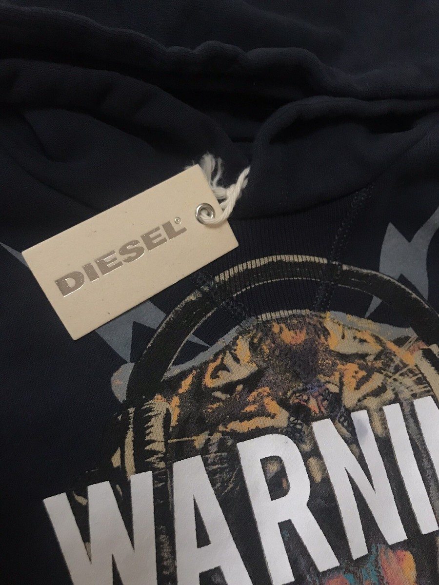 Sweat à Capuche Diesel Garçon Bleu Indigo - Taille 4 Ans, Neuf Avec étiquette, Mix Coton