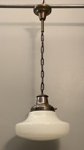fixture globe milk brass pendant huge wide antique light