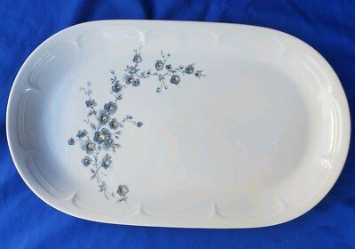 VTG KAHLA PORCELAIN GERMANY GDR BLUE FLORAL13-1/8'' OVAL SERVING PLATTER  HTF EXC