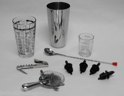 10 pc. PROFESSIONAL BARTENDER COCKTAIL MIXING SET Bar Tools & Accessories Kit