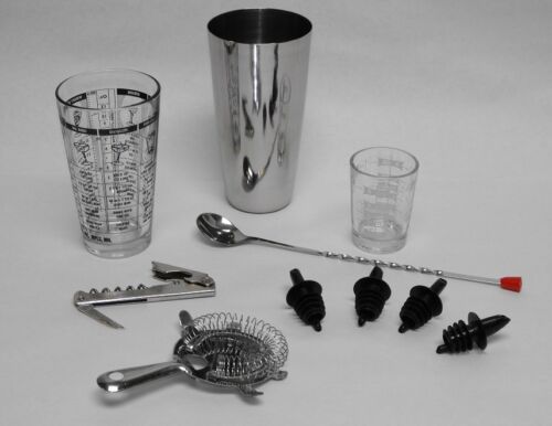 10 pièces. ENSEMBLE DE MÉLANGE DE COCKTAILS BARMAN PROFESSIONNEL kit outils et accessoires de bar - Photo 1 sur 9