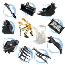 Attachments Mini Excavator : Grabber, Hammer, Ripper, Rake, Auger, Bucket, Thumb