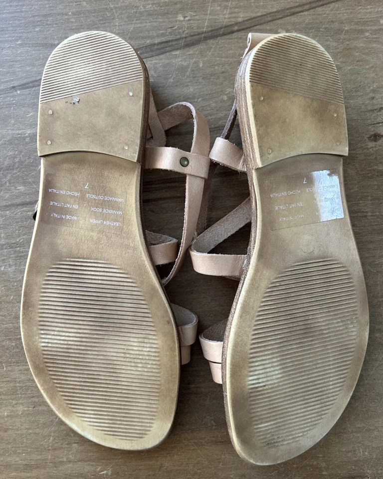 Sandalia Upcycle Seychelles Mujer Cuero Marrón Tostado Gladiador Playa Informal Talla 7 Foto 4 de 4