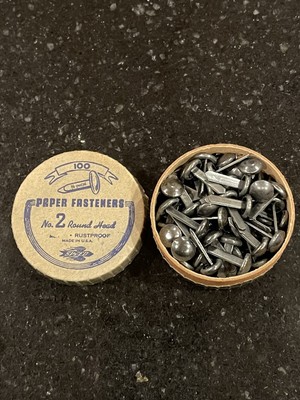 Vintage Speed Rust proof USA No 2 Round Head Paper Fasteners 1/2 
