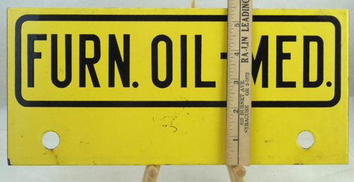 "Möbel. Öl-Med." 70er Jahre Porzellan Schild Dekor ca. 12" x 5,5" USA - Bild 3 von 3