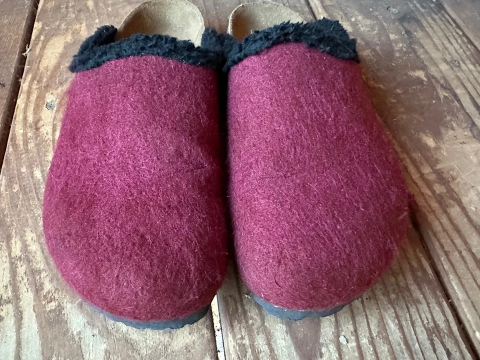 Zuecos sin cordones Birkis Birkenstock Borgoña Lana/Mezcla con ribete negro Talla 39/US 8 Foto 2 de 4