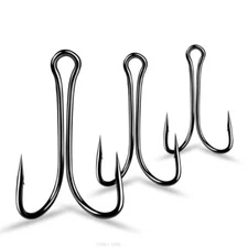 100PCS Long Shank Double Hook Weedless Fishing Hook Fly Tying Duple Hook