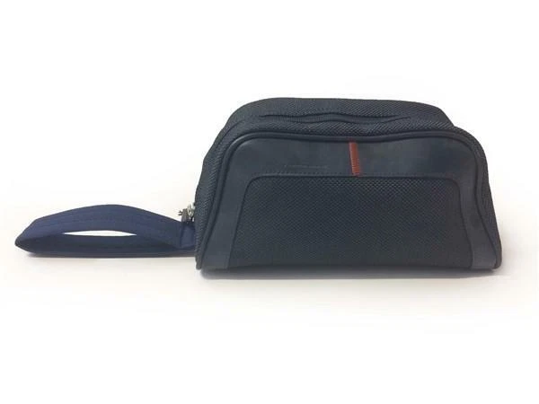 BEAUTY CASE POCHETTE BORSETTA NAZARENO GABRIELLI EXT PELLE TESSUTO BLU - - Immagine 2 di 4