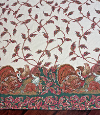 Thanksgiving Oval Tablecloth 94x54 Fall Autumn Leaves Turkey Goose Chickens