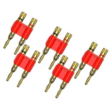 Gold Plated Copper 4mm Dual Screw Banana Plug Connectors Red Plugs