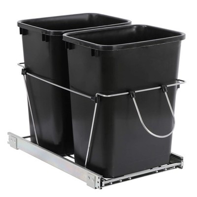 Double 35-Quart Pull Out Trash Bin Under Cabinet Kitchen Waste Container