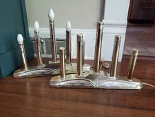 2 Vintage Christmas Candolier 5 Light Gold Candelabra Plastic Plug In Candle 