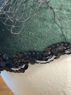 NWT Green Pillbox Jackie O. Hat Wool Felt w Net Wedding  display picture 2