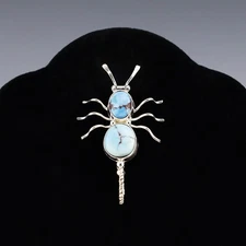NATIVE AMERICAN NAVAJO STERLING SILVER & TURQUOISE SCORPION PIN LUCILLE PLATERO