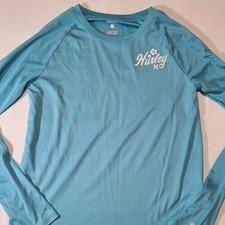 Hurley Girls Rash Guard Size 10/12 Blue UPF 50 Long Sleeve Swim Shirt