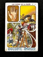 1900 Art Nouveau Palm Reading Teching #4 Card  Fortune Telling Palmistry Occult