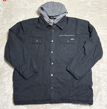 Dickies Chore Jacket Mens XL Black Canvas Workwear Quilted Lining Hood Coat