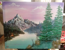 Oil Painting- Mountain Landscape 16"x20" Canvas Original Signed Beautiful!