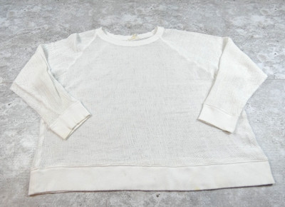 Ellen Fisher Shirt Womens XL White Tight Fishnet Pullover Flawed
