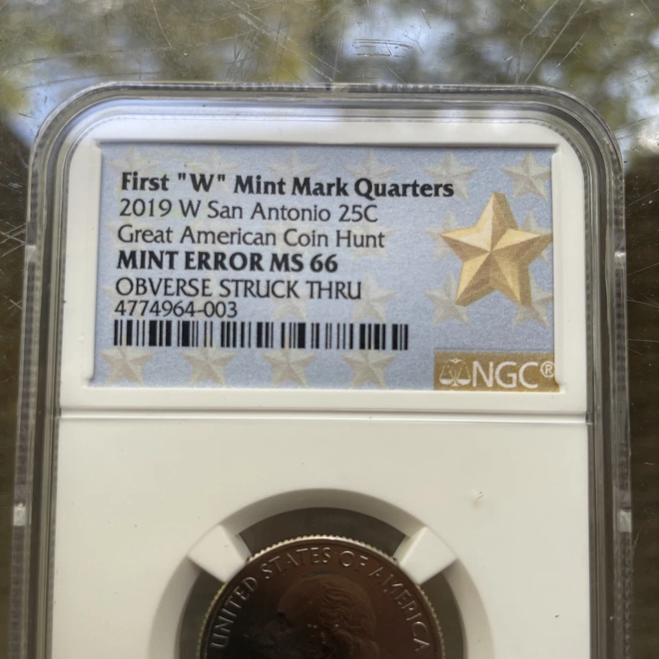 2019 W Quarter San Antonio 25C MS66 Mint Error Obverse Struck Thru NGC Gold Star - Image 2 of 4