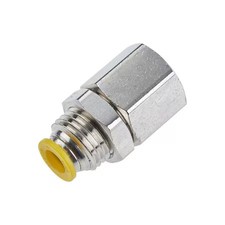 Parker 66Plpbh-10M-6G Metric Metal Push-To-Connect Fitting, Brass, Silver