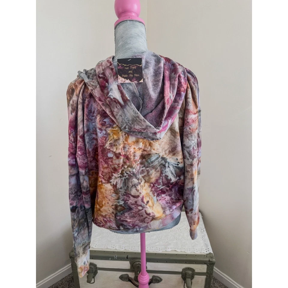 Ручной работы Geode галстук краситель толстовка с капюшоном пуловер женщин унисекс большой фиолетовый - Изображение 4 из 4