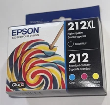 Genuine Epson 212XL Black + 812 Color CYM Ink Cartridges Expires 01/2028 - NEW!