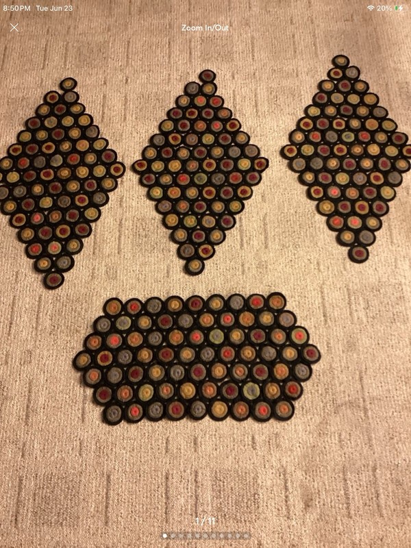 Vtg Lot Of 4 Handmade Felt Primitive Penny Mats.  (Z1)