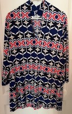 Nygard Collection A-Line Shift Dress Size L Geometric Stretch V-Neck Excellent