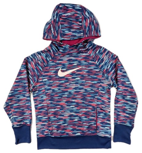Nike Therma-FIT Hoodie Youth Medium Purple Pink Pullover Swoosh Camo 823921-616