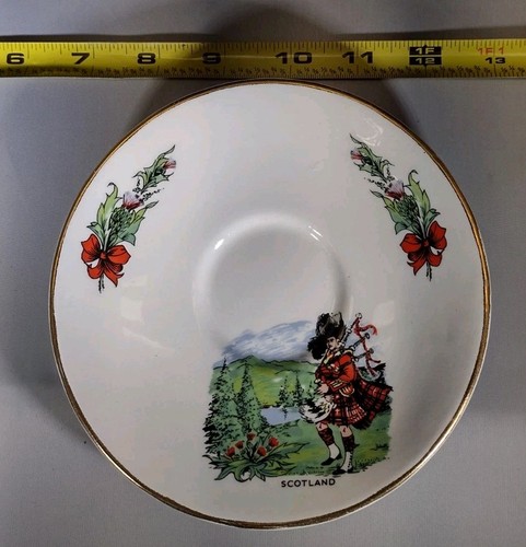 Souvenir Plate From Scotland Made In England Bagpiper and Thistle Souvenir Plate