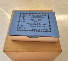 Vtg NOS Box O. Mustad & Son 3191 Ringed Bronzed Fishing Hooks No. 2 Size