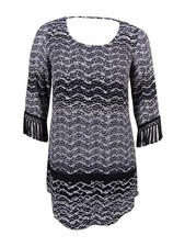 Karen Kane Women's Fringe Cuff Print Scoop Back Dress (M, Print) 734008469018