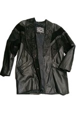 Vtg Winlit Sz Black Genuine Leather Jacket Motorcycle Style Biker