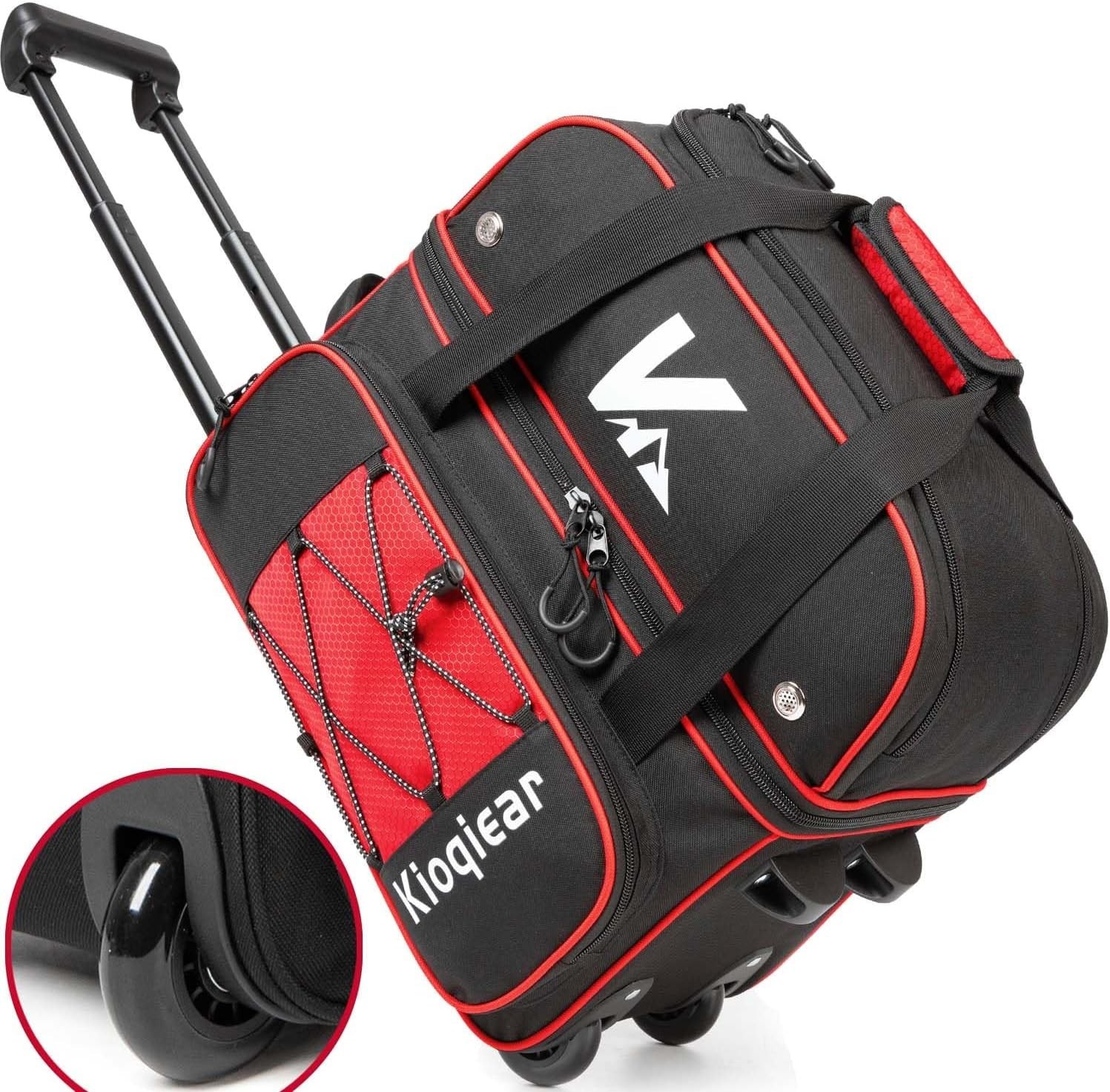 Double Roller 2 Ball Bowling Bag with Large Separate Shoe Co