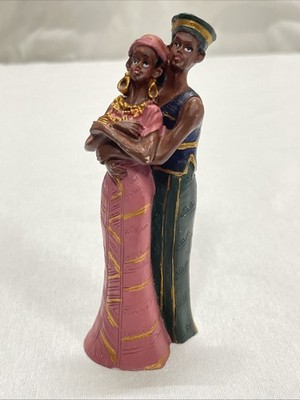 Vintage 5'' African American Couple Figurine Resin Statue Sculpture Home Decor