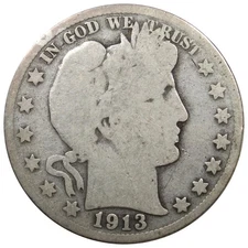 1913 Barber Half Dollar Low Grade Better Date 50C A1897